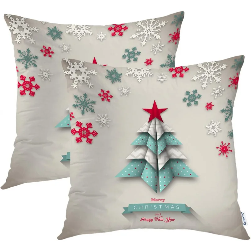 

Batmery Christmas themed decorative pillowcase, turquoise star shaped water blue background, double-sided pillow, sofa