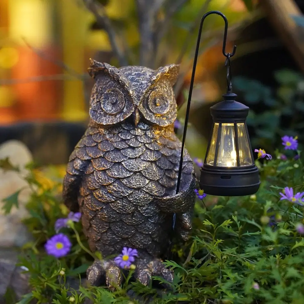 

Resin Owl Solar Lantern Cute Waterproof Animal Sculptures Light Vivid Simulated Art Figurines Ornaments Balcony