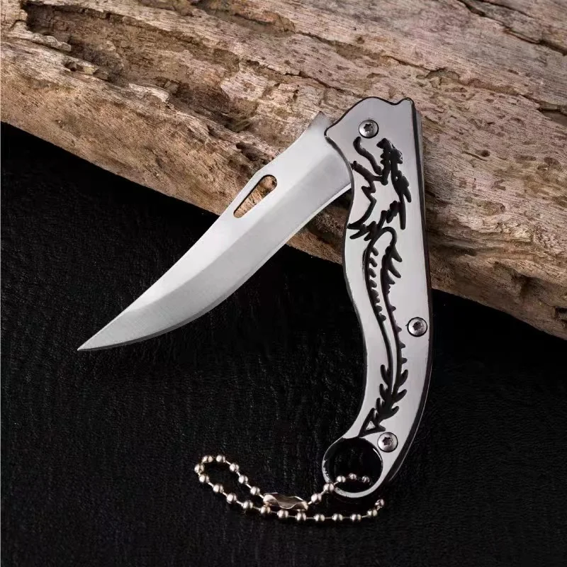 Stainless Steel Fruit Knife Folding Pocket Knife Outdoor Camping Knife with Non-slip Hunting Knife Outdoor Survival Knife