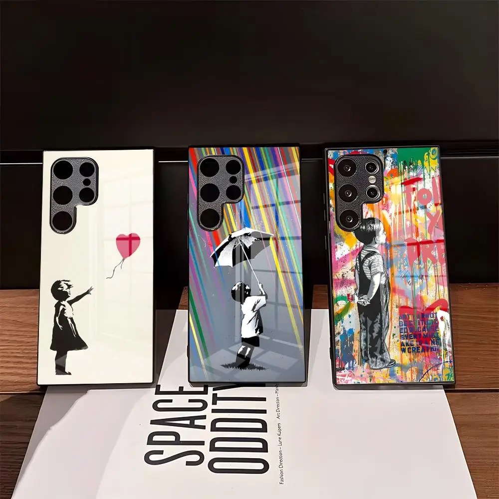 Banksy Graffiti Art Phone Case For Samsung S26 Ultra S25 Edge Ultra S23 S22 S21 Ultra Plus S24 Fe A57 A37 Glass Cover