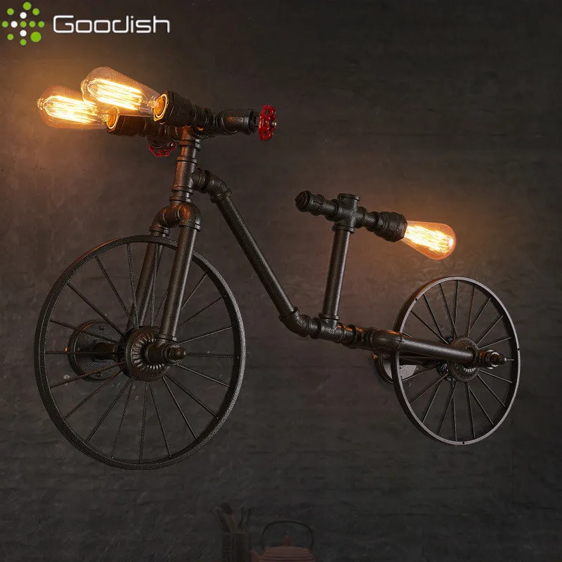 Modern Simplicity Nordic Individual Bicycle Water Pipe LED Wall Lamps Art Creative Lights for Bedroom Home Decoration Chandelier