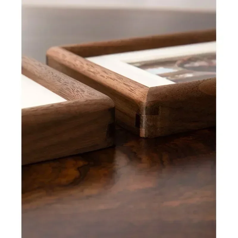 Black Walnut Photo Frame Real Wooden Round Corner Swing Table 6/7/8 Inch Mortise Tenon Photo Frame Home Decoration Picture Fram - Image 4