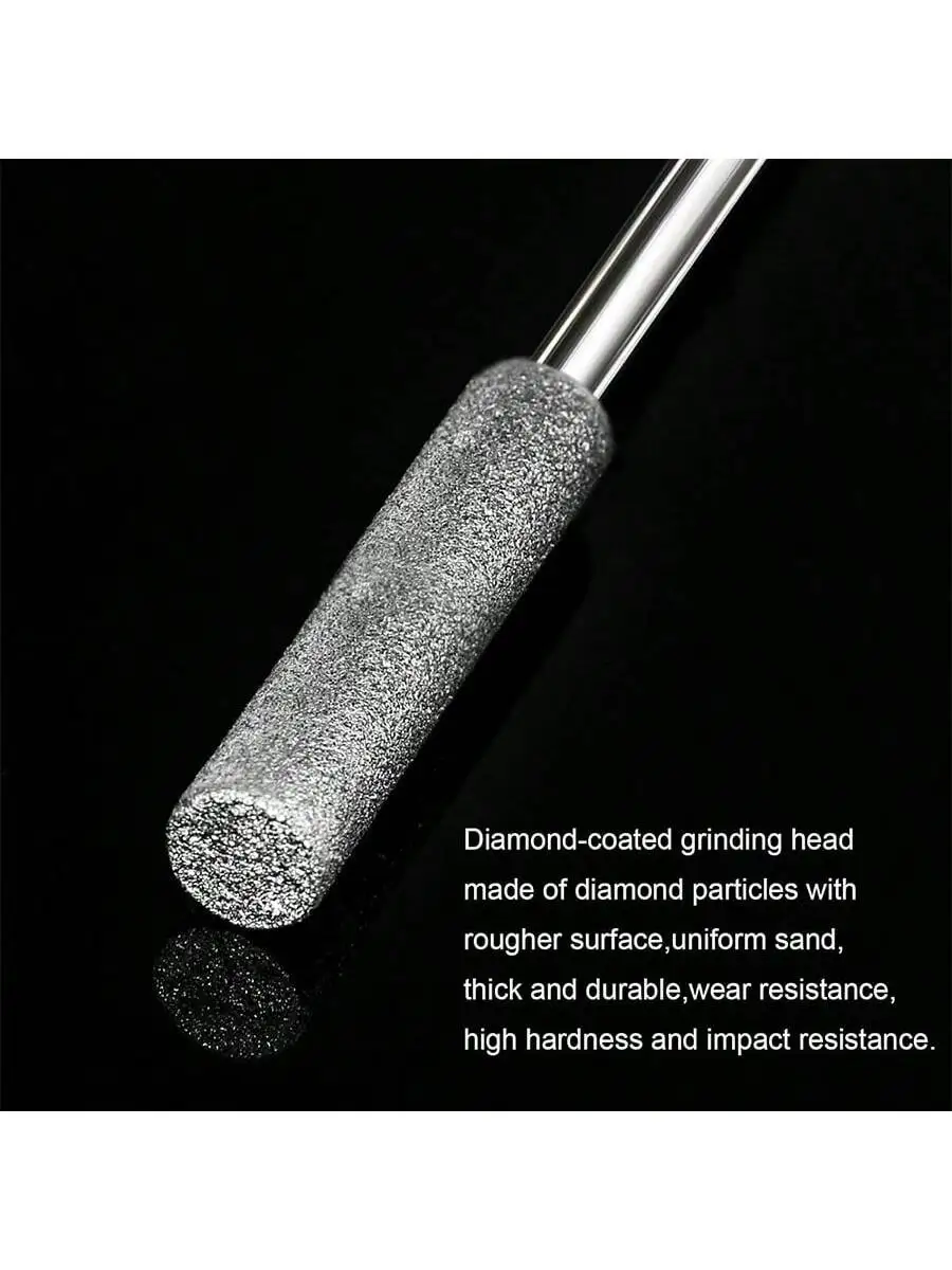11PCS Diamond Grinding Head Polishing Kits Rotary Tools Small Long Cone Accessories with 1/8’ Shank For Carving Stone Glass etc