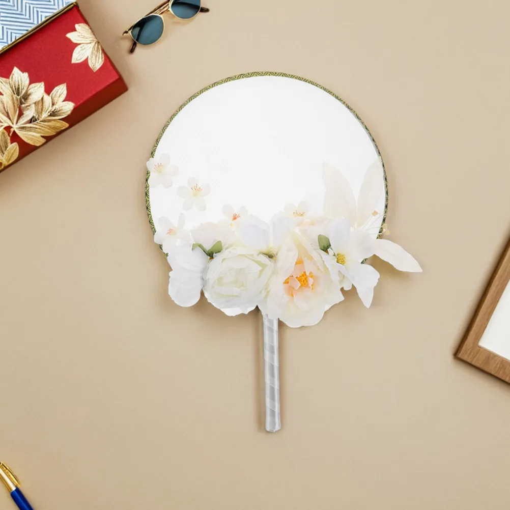 2Pcs Elegant Chinese Handheld Fan Round Floral Embroidery Tassel Design Lightweight Portable for Hanfu Photoshoots Home