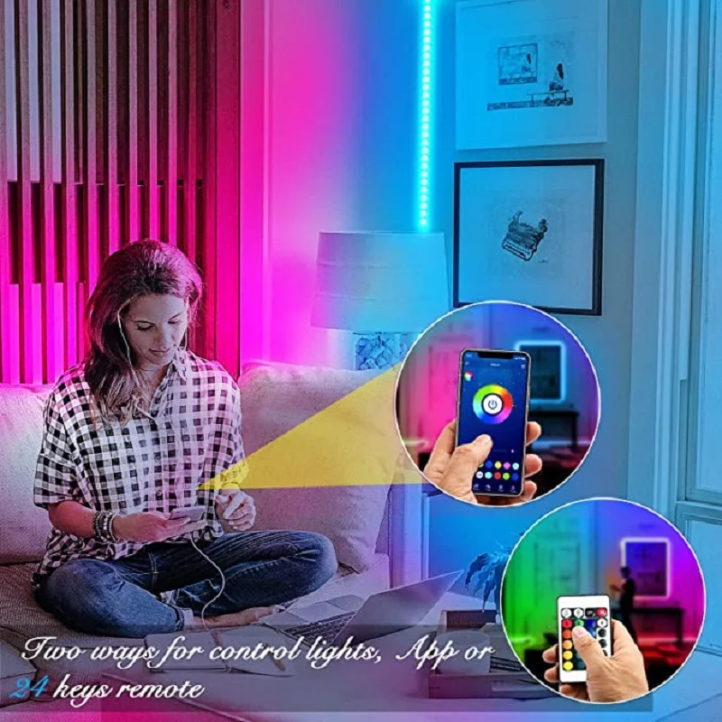 LED Lights with 24 Keys Remote Infrared Control LED Strip Tape for Bedroom Decoration  RGB5050 Phone Control Neon Ice Light Luce