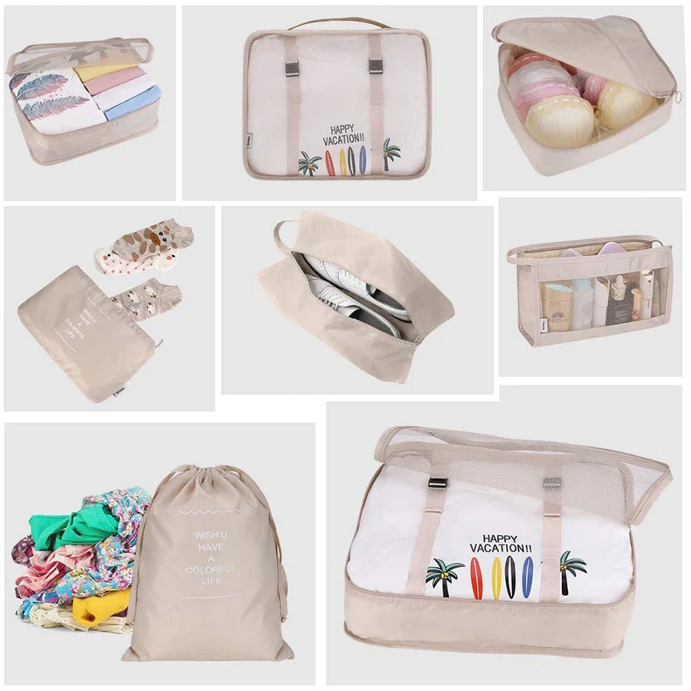 6/8/9PCS Set borse portaoggetti da viaggio valigia imballaggio cubi Set Organizer custodie portatile pieghevole bagagli vestiti borsa ordinata per