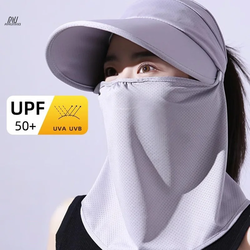 

Summer Neck Face Sunshade Sun Hat UV Protection Wide Brim Shade Hat Detachable Breathable Neck Face Baseball Cap Visor Beach Cap