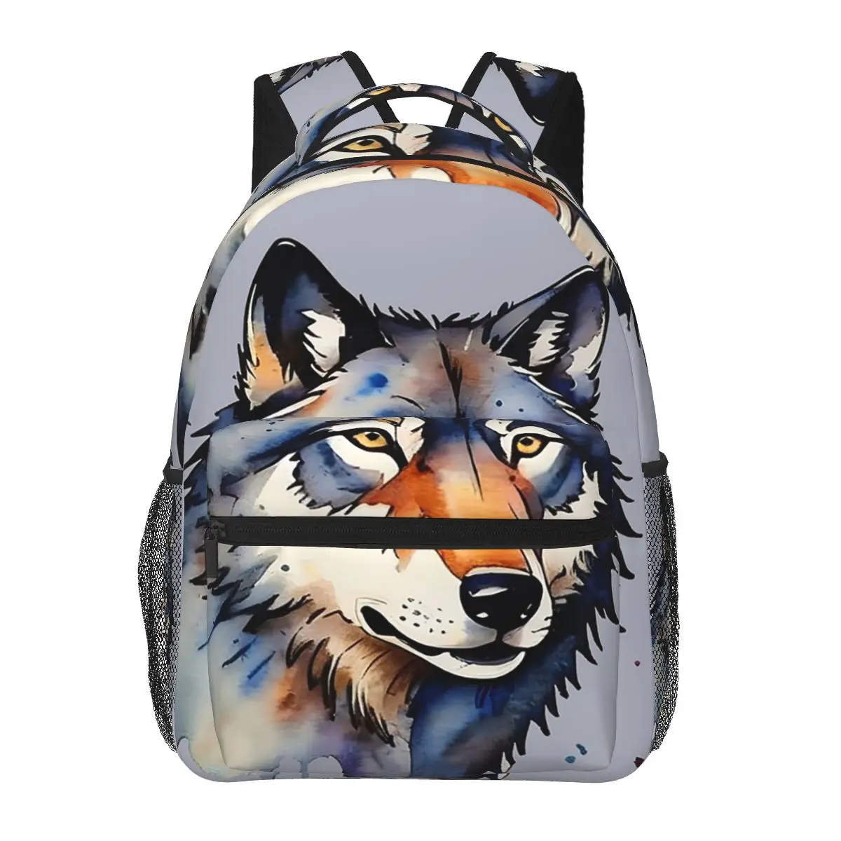 

Realistic Watercolor Wolf Backpack Daypack Large Capacity Kids BookBag School Bag Shoulder Bags for Men Women