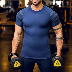 Sports T Shirt Men Gyms Short Sleeve Fitness T-shirt Male Quick Dry Workout Outdoor Tight Tees Tops