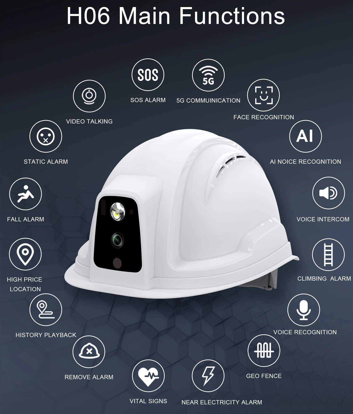 1080 high-definition video 5G 4G intelligent industrial and mining safety intelligent helmet with global positioning system came