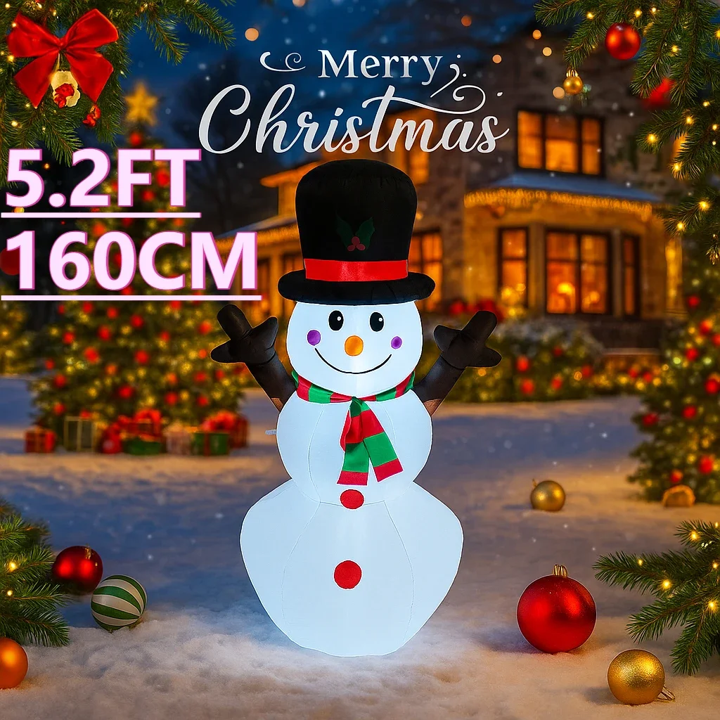 5.2FT LED نفخ عيد الميلاد ساحة ديكور ثلج لعبة هدية عيد الميلاد في الهواء الطلق ديكورات المنزل عطلة ديكور حلية لوازم احتفالية