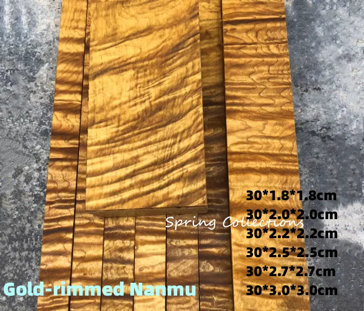 1pcs L30cm Gold-rimmed nanmu Unfinished Wood Material Handmade DIY Woodwork Carving Material