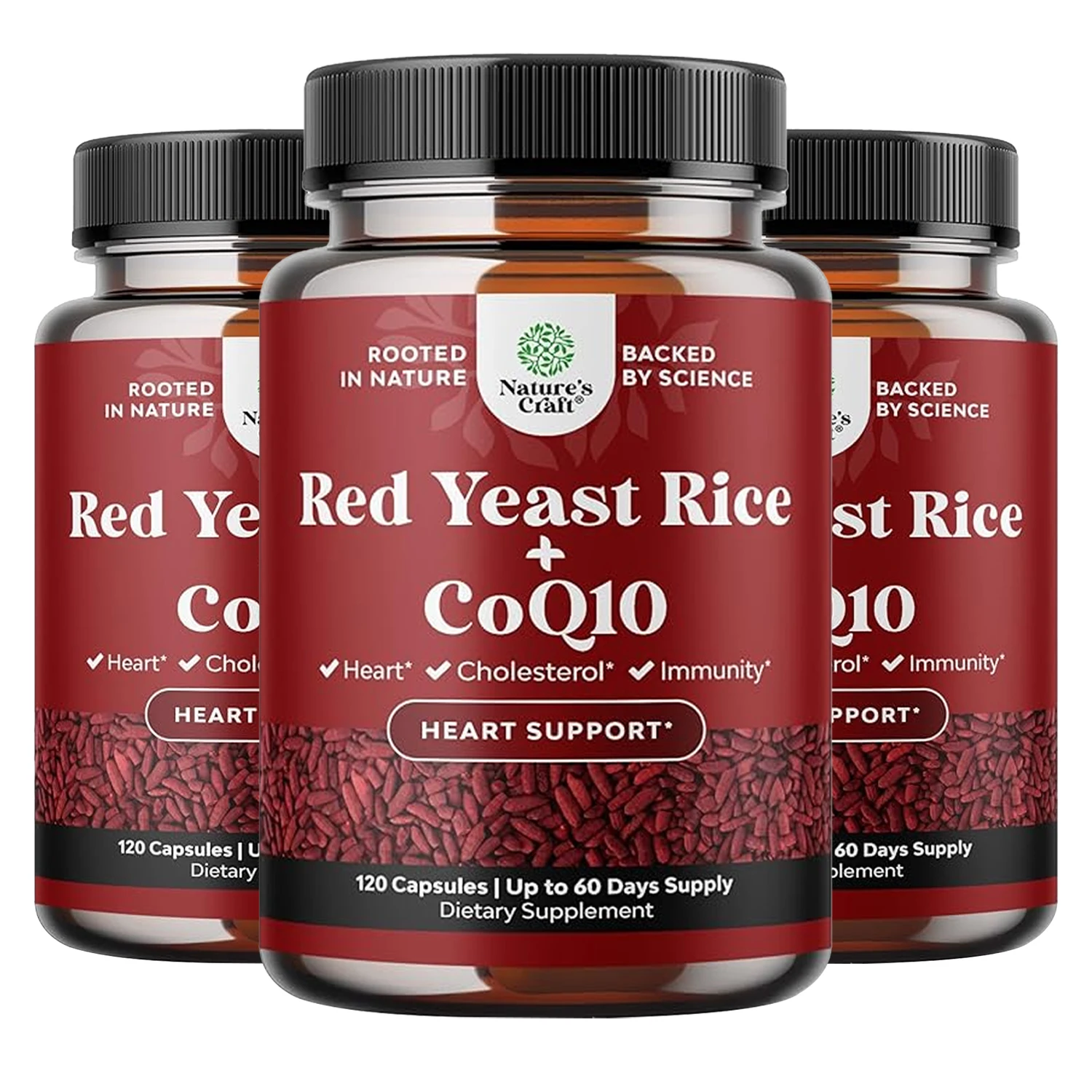 

Red Yeast Rice CoQ10 Capsules - Antioxidant, Helps Maintain Healthy Circulation, Cardiovascular & Heart Health Support, Non-GMO