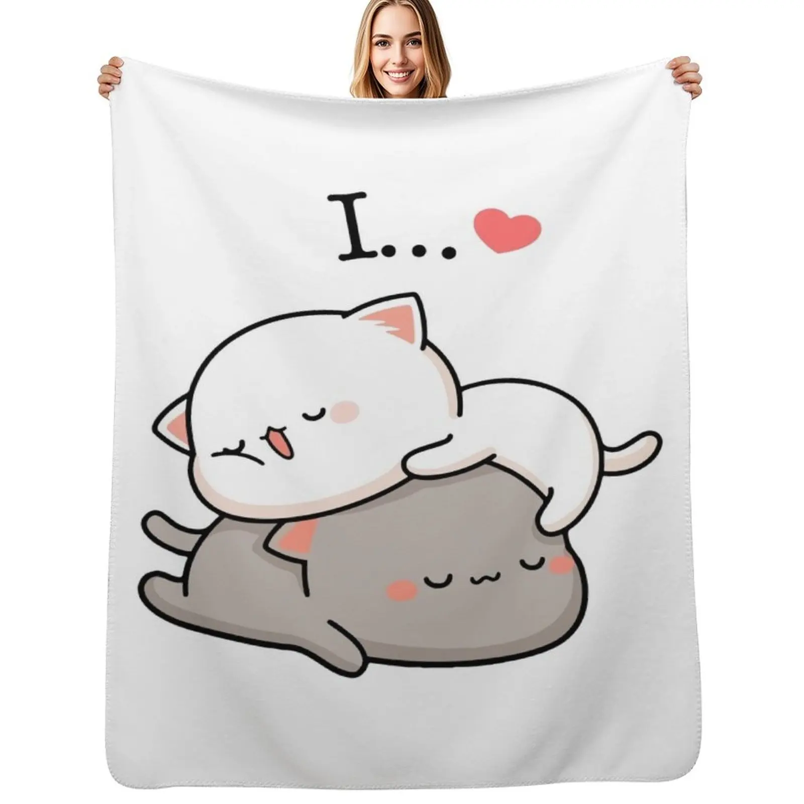 

Cat peach and goma sleeping Throw Blanket Shaggy Furry Soft Blanket for Bedroom Living Room