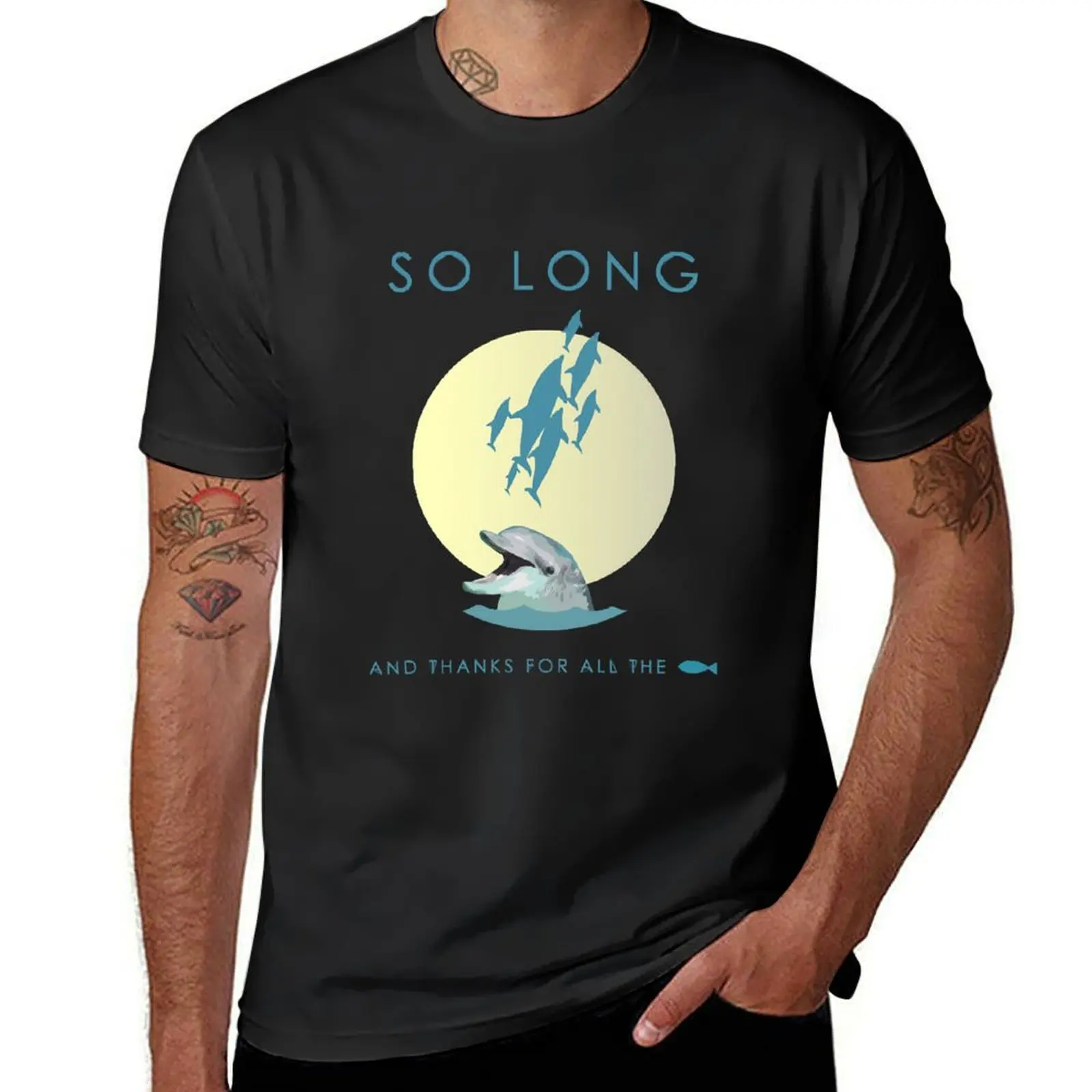 

So Long And Thanks For All The Fish T-Shirt boys animal print blue lock luxury designer Funny t-shirts mens t shirts top quality