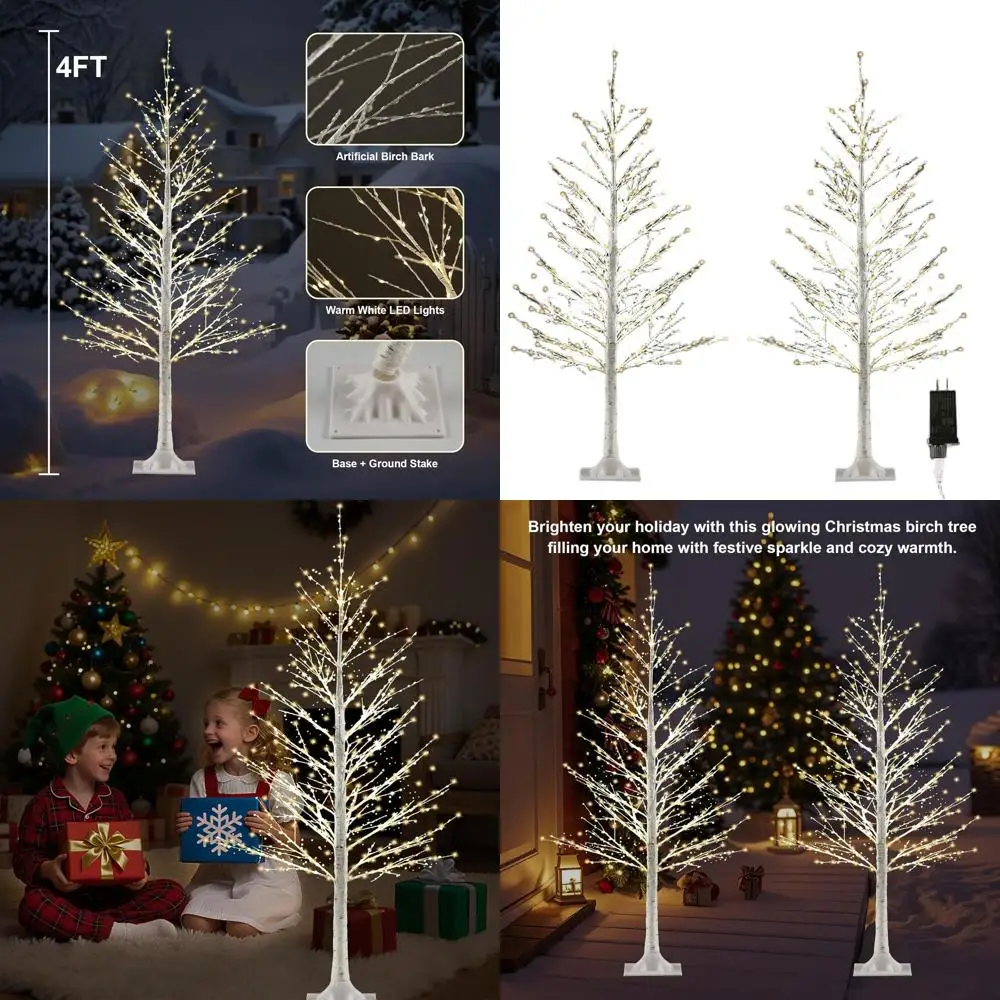 

Рождественские елки из березы с предварительной подсветкой на 2-4 фута и 500 теплыми белыми светодиодами, мерцающим светом, таймером и контролем яркости