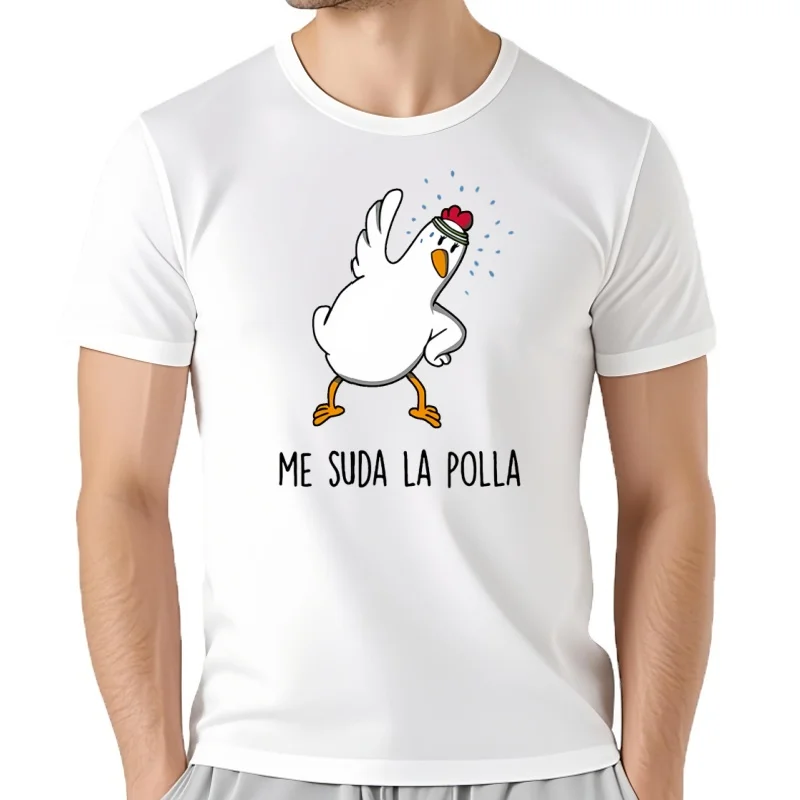 Camiseta con estampado de dibujos animados de pollo para hombre y mujer, Tops deportivos informales, ropa de calle sue