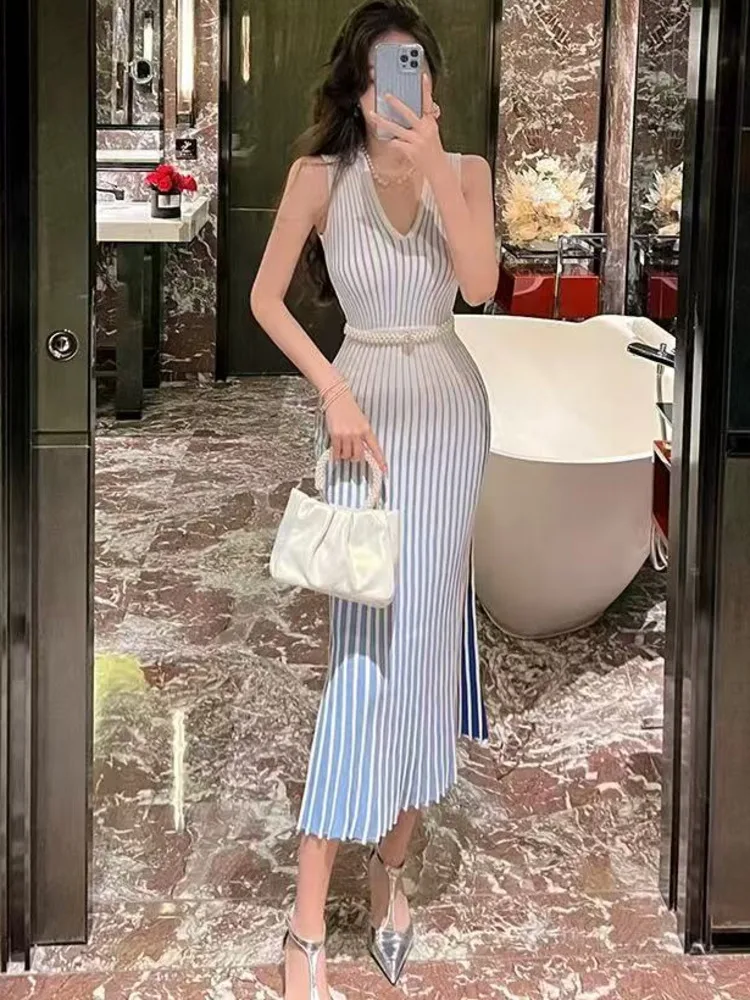 2023 neue Sommer Frauen abend party Tank Kleid Weibliche Gestrickte Ärmellose Kleider Für Frau outwears pullover vestidos para mujer