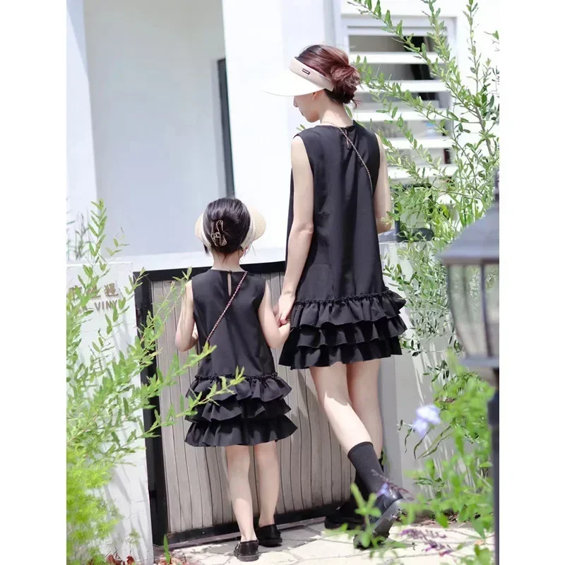 2024 Mother and Daughter Matching Clothing Women Dress for Mom and Me Equal Elegant Dresses Summer Baby Girls Elegant Clothes