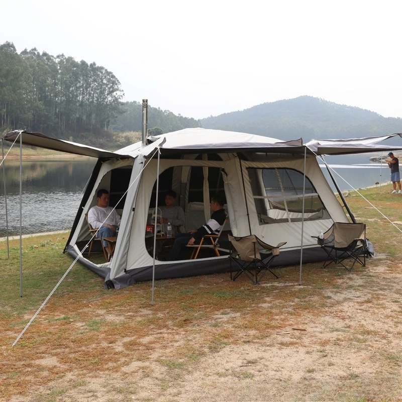 캐노피 텐트 야외용 원룸, 거실 하나, 두 개의 방 캠핑용 이중 방수 두꺼운 캠핑 굴뚝형 화로 텐트