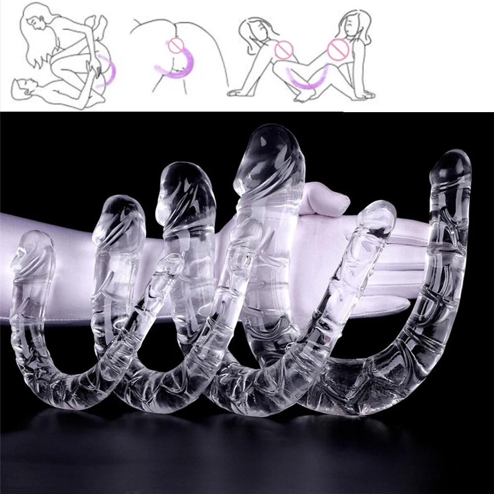 Realistic U Shape Double Ended Dildo Vagina Anal Plug G-spot Masturbators Silicone Soft Jelly Couples Sex Toys For Women Lesbian