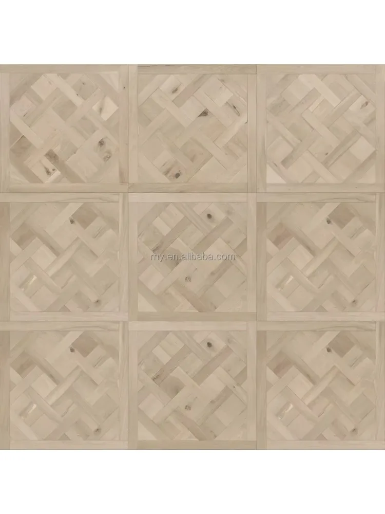 نسخة مخصصة من أرضية الباركيه من خشب البلوط الأبيض بلون الخشب الطبيعي أرضية خشبية هندسية متعددة الطبقات