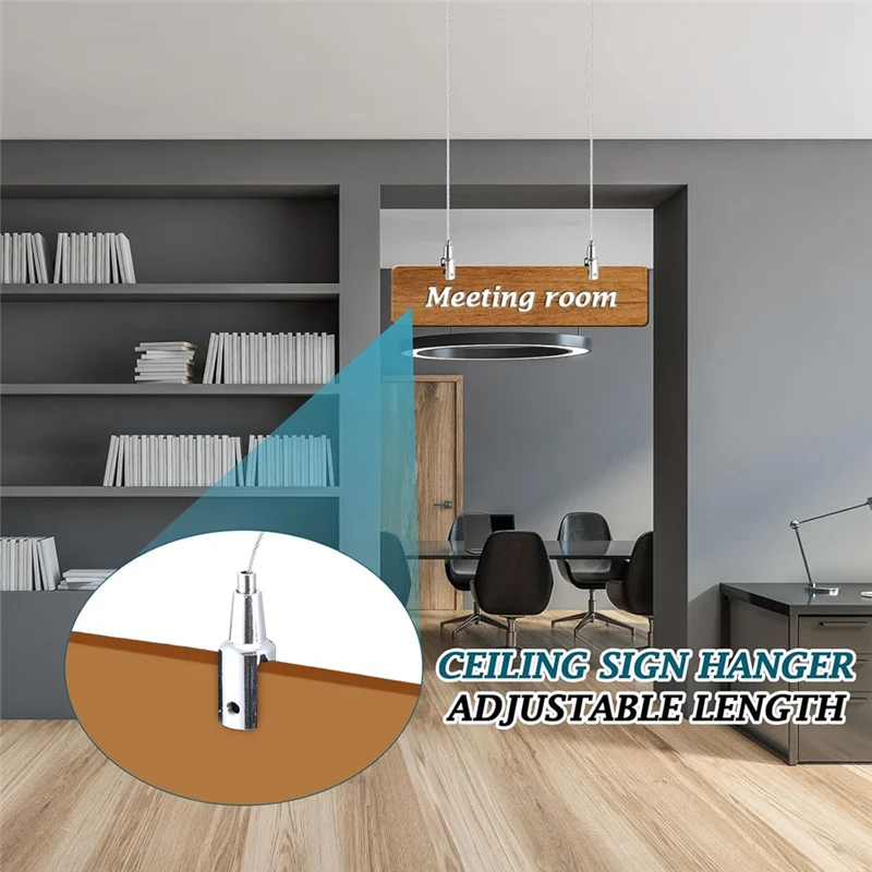 

【Best Selling】10 Pcs 6.5 Ft Ceiling Sign Hanger Picture Rail Hanging Suspension Wire Acrylic Board Display Metal Clamp