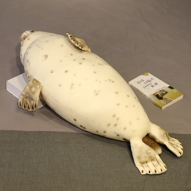 Juguetes de peluche de león marino suave, Animal del mundo marino, almohada de sello de simulación 3D, cojín de decoración de sofá y cama, bonito regalo de cumpleaños, 75cm