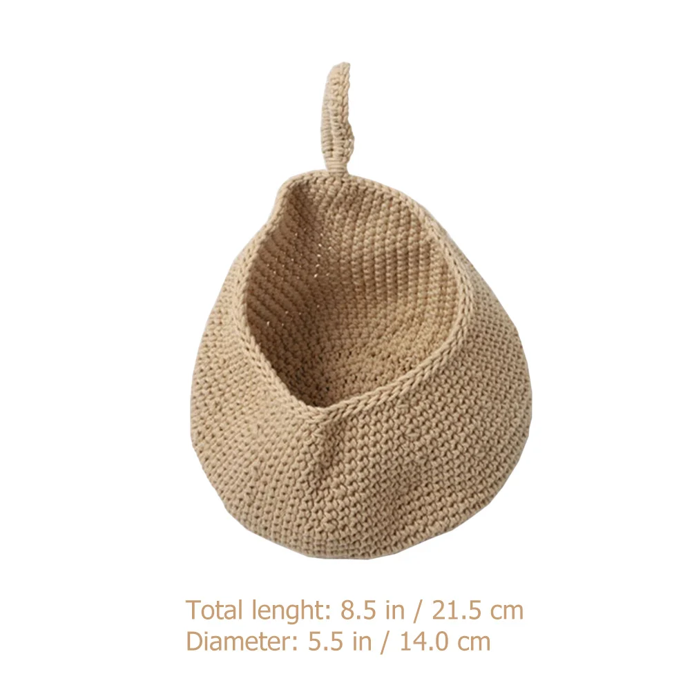 

Hanging Straw Fruit Basket Large Woven Wall Hanging Basket Kitchen Storage Organizer Handmade Pocket Hanger for Fruits