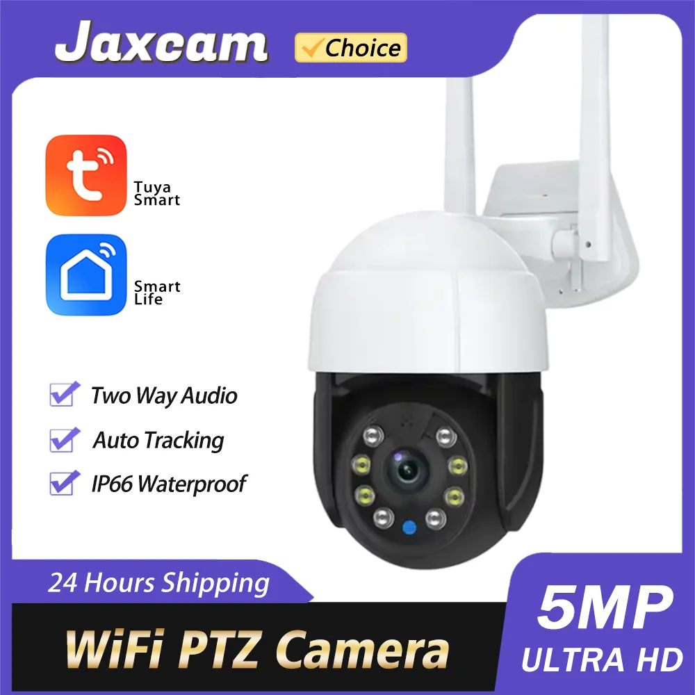 

Tuya 5MP HD объектив PTZ WIFI камера полноцветное ночное видение автоматическое отслеживание человека двустороннее аудио наружная IP-камера безопасности