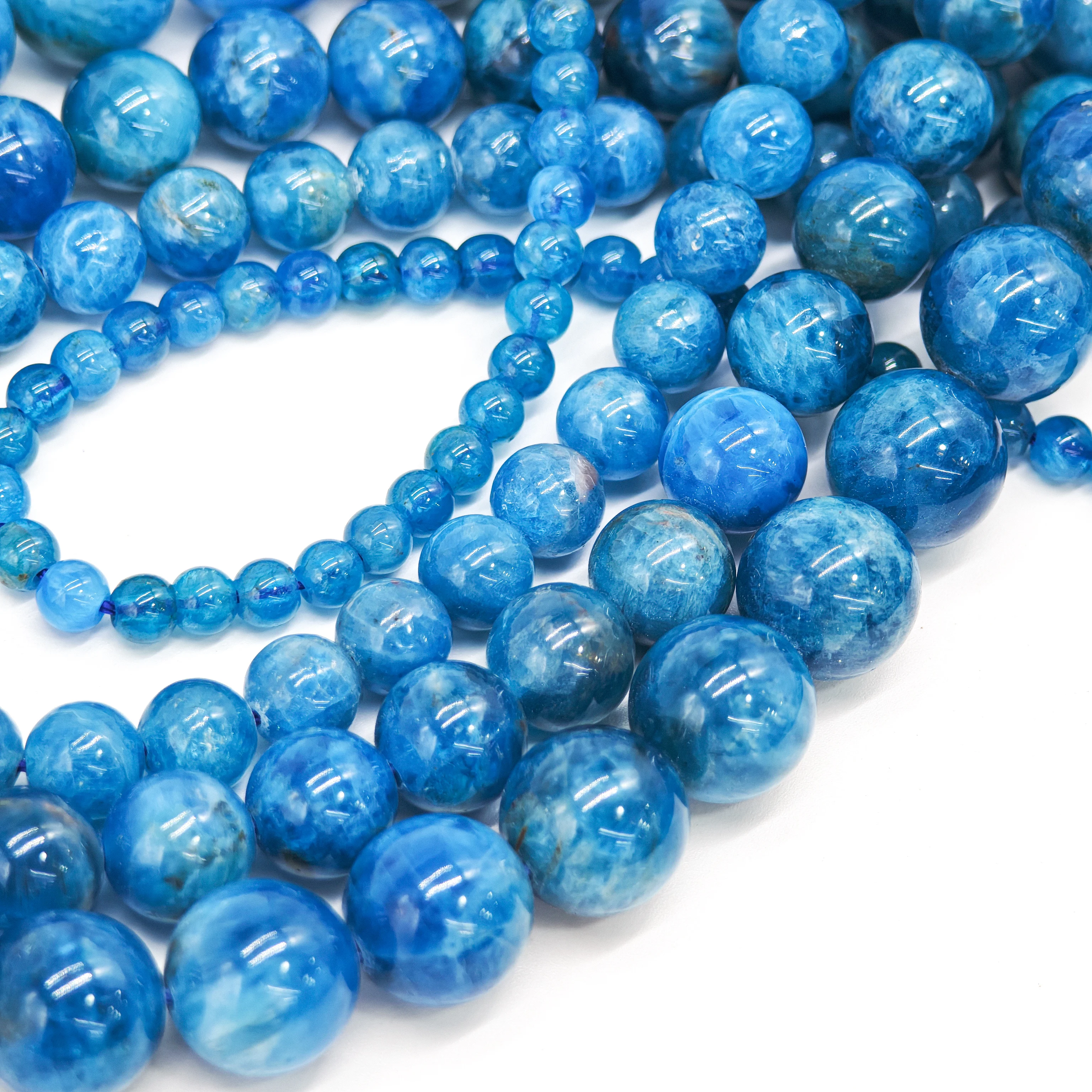 High-Quality Natural Blue Apatite 4/6/8/10/mm  Round Loose Beads for Jewelry DIY Accessories, 100% Natural, 15 Inches