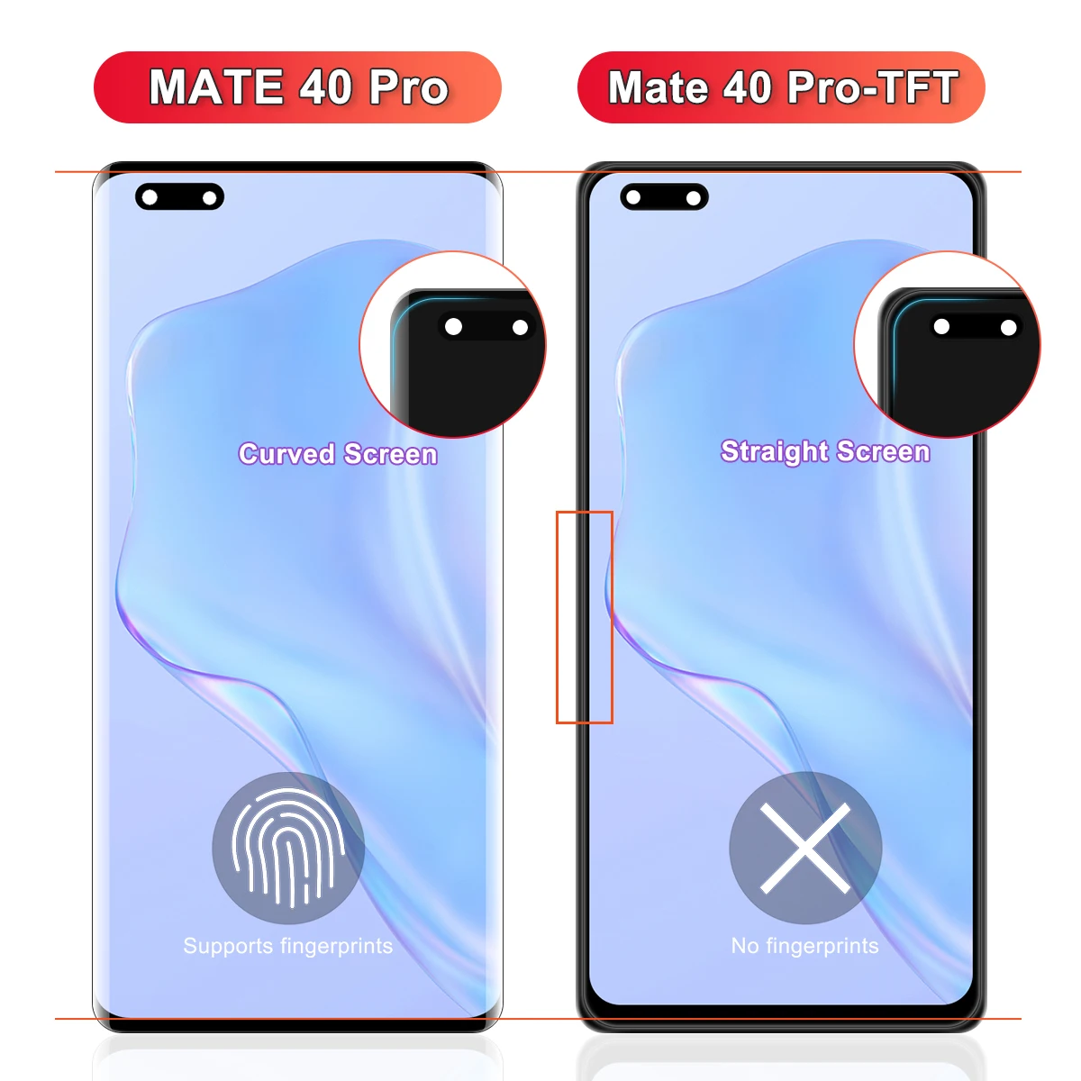 For Huawei Mate 40 Pro LCD NOH-NX9, NOH-AN00 NOH-AN01 Display Touch Screen Digitizer Assembly Mate 40 pro Display Screen