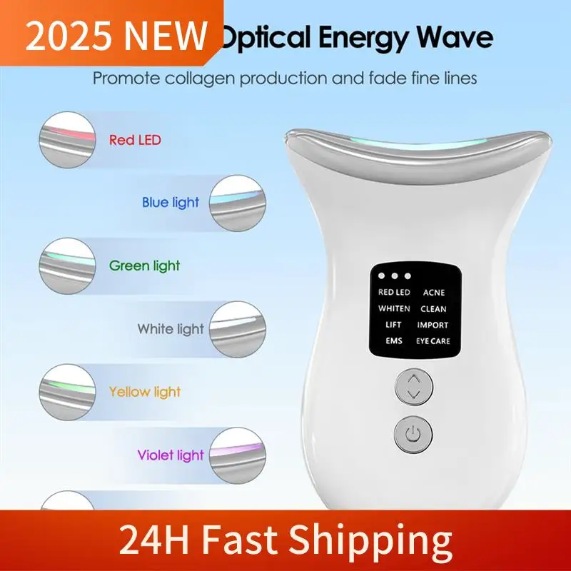 EMS IPL Collo Sollevamento E Stringere Massaggiatore Elettrico Microcorrente Rimozione Rughe 7 Colori LED Photon Dispositivo di Bellezza Del Viso