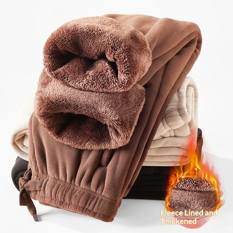Men Trousers Double-sided Fleece Casual Pants Sweatshirt Boa Fur Men's Clothing Warm Knitted Sports Shorts Man Gifts Clothes