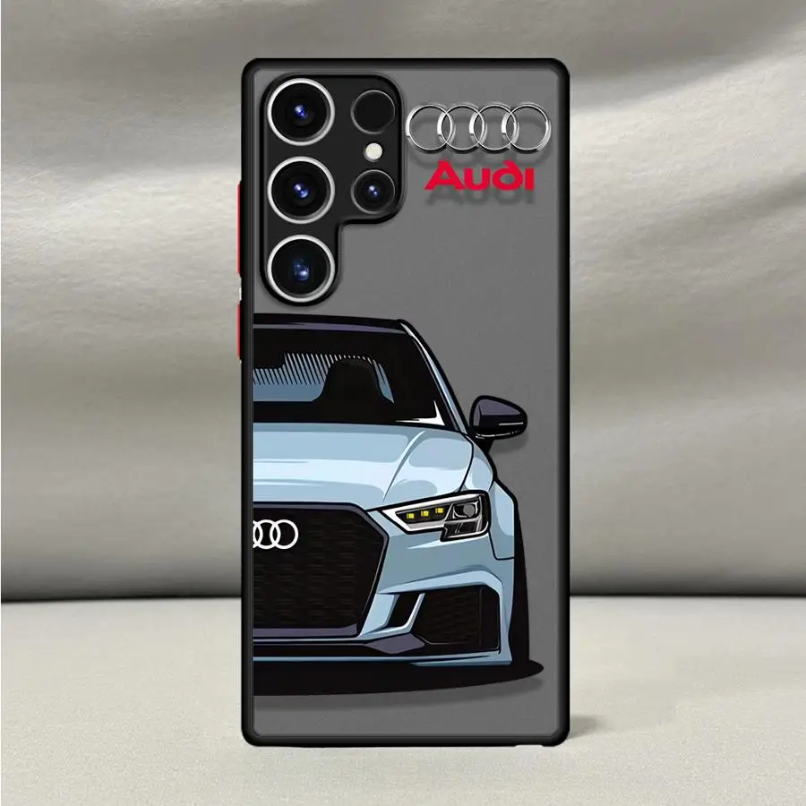 Black Edge Shell Phone Case for Samsung Galaxy S9 Plus S21 5G S22 Plus S10+ S24 Ultra S20 FE S25 Ultra S23 S21 A-Audi Sports Car