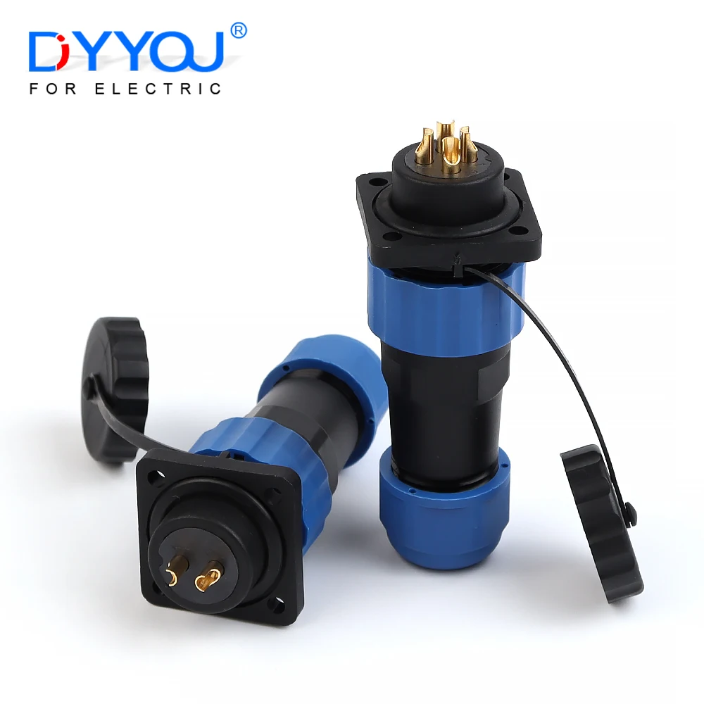 

SP20 Welding type IP68 Straight Waterproof Connectors Plug Socket 1/2/3/4/5/6/7/9/10/12/14 Pin Square Male Female Panel Mounted