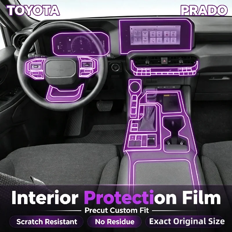 For 24-26 Toyota Prado center console gear shift interior film car modification paint surface transparent protective film