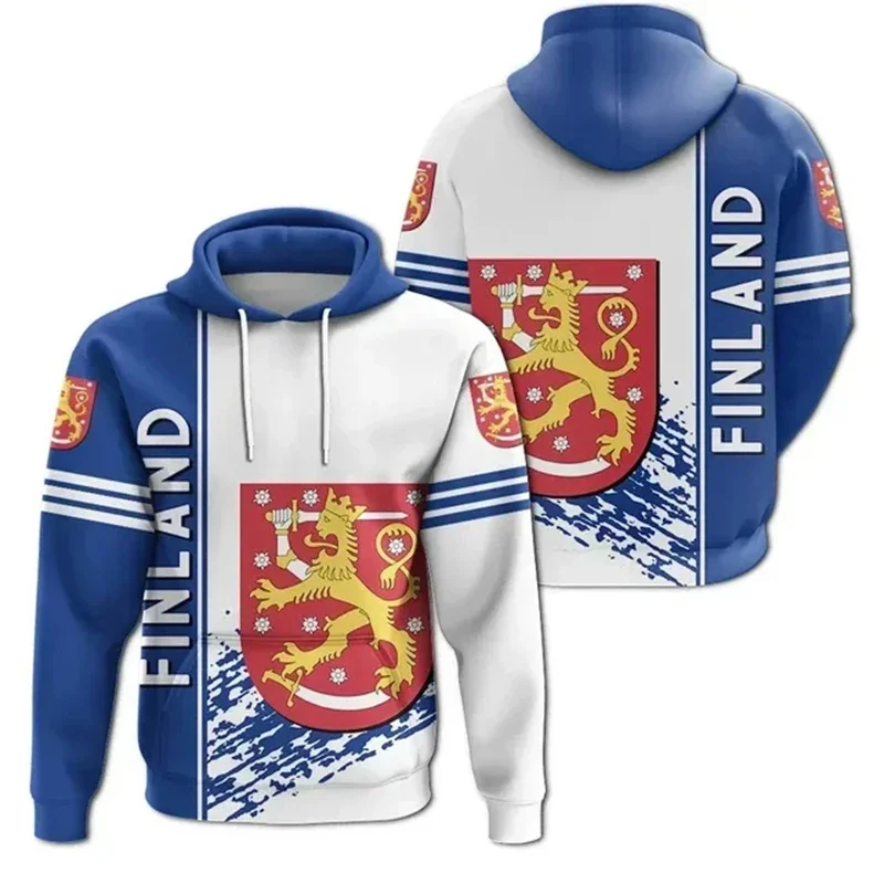 Felpe con cappuccio modello bandiera finlandia moda primavera manica lunga uomo donna emblema nazionale felpa stampata in 3D pullover larghi casuali