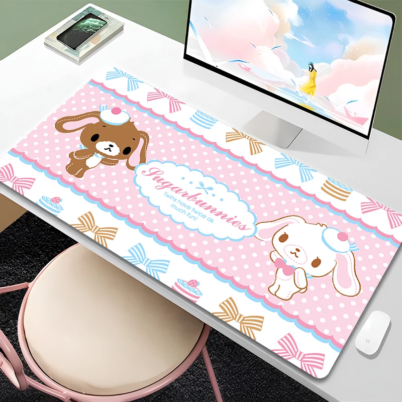 لوحة الماوس PC Kawaii الكرتون مكتب حصيرة الوردي S-السكر الأرانب الجدول حصيرة الكمبيوتر المحمول أنيمي الأرنب الألعاب لوحة المفاتيح زهرة لينة ماوس الوسادة