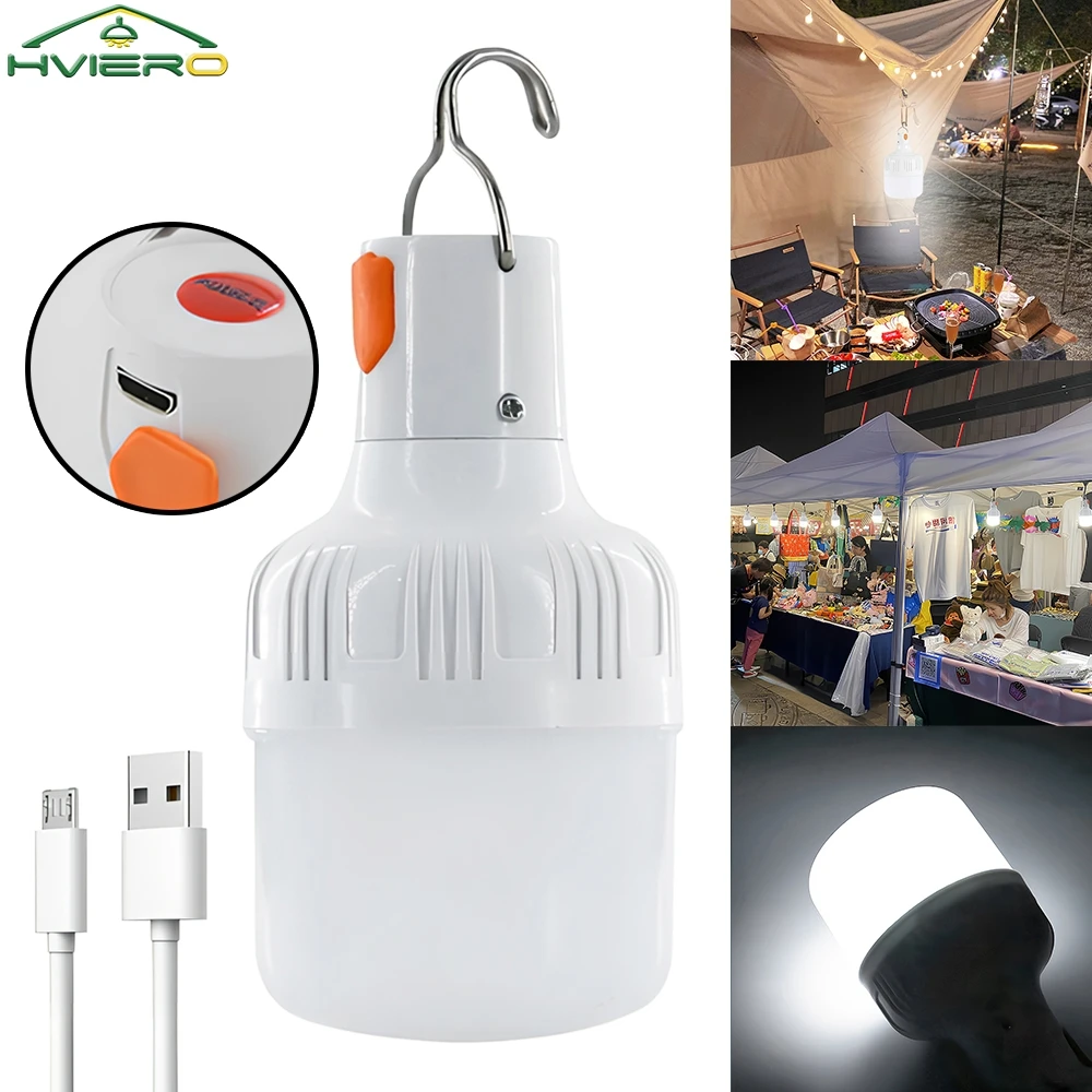60mm USB Rechargeable Led Bulb Portable Camping Emergency Lighting Light Flashlight Outdoor Garden Picnic Work Hanging Tent Lamp