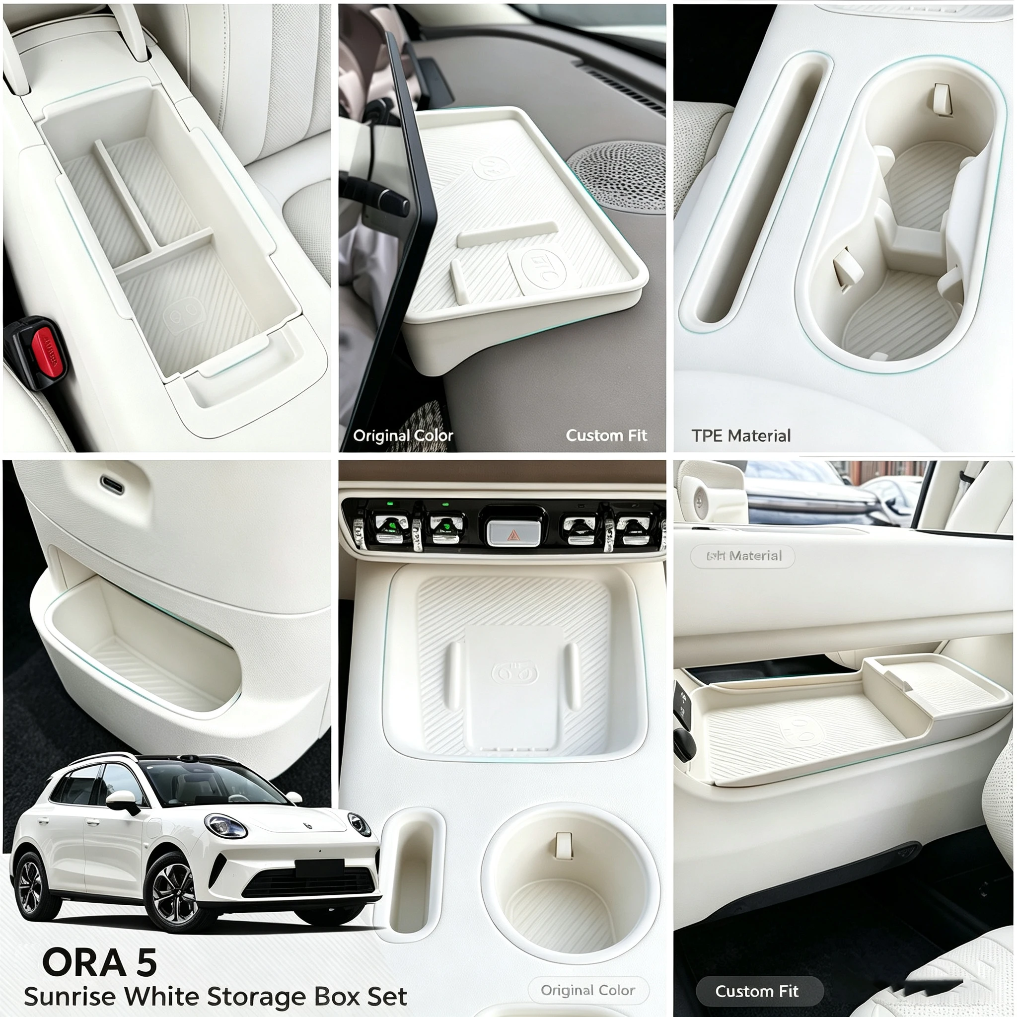 Silicone Center Console Pad Set For 2026 GWM ORA 5,Fit Anti-Scratch Non-Slip Storage Tray Anti-Rattle Car Interior Organizer
