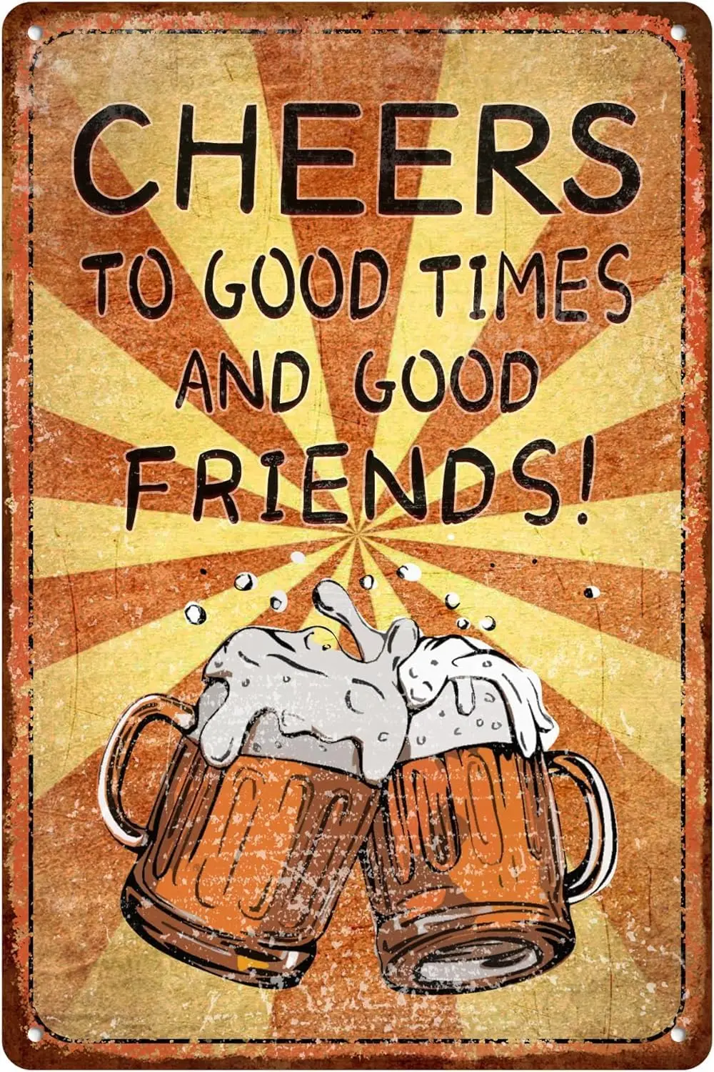 Cheers Tin Sign To Good Times And Friends Funny Vintage Metal Signs Wall Decor Poster For Garage Bar Club Restaurant Kitche