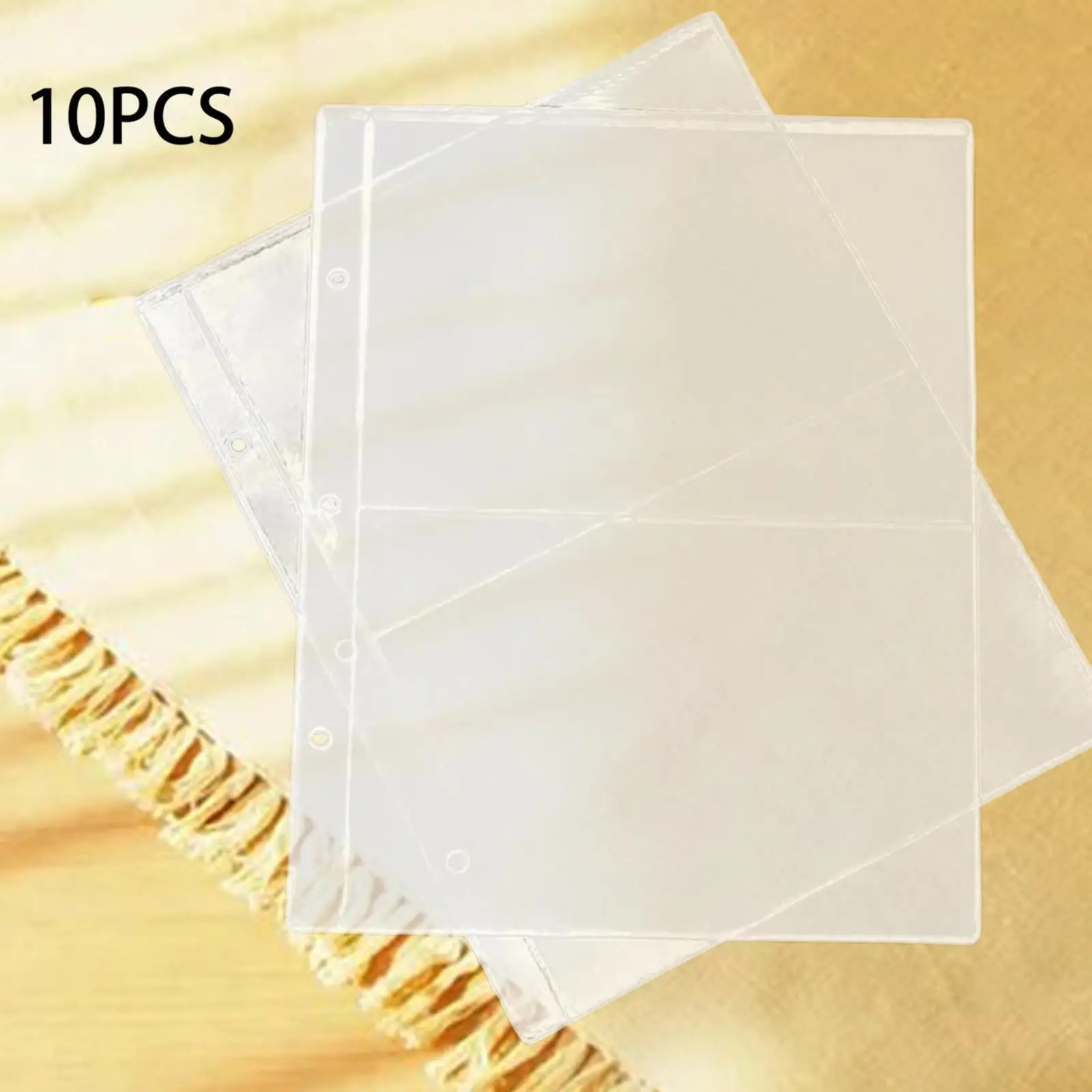 10x Transparent Banknotes Holders Page Protectors Storage Supplies AntiSlip 3 Hole Loose Leaf Sheets for Business Card