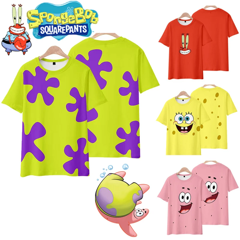 Disney Cartoon SpongeBob Patrick Star T-Shirts For Man Women Oversize Short Sleeved Shirt In Summer Beach Shirt Anime Periphery