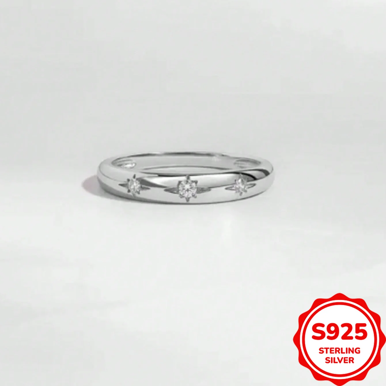 Fashionable and Versatile Genuine S925 Silver Irregular Micro-paved Zircon Women's Ring Personalized Commuting Ring