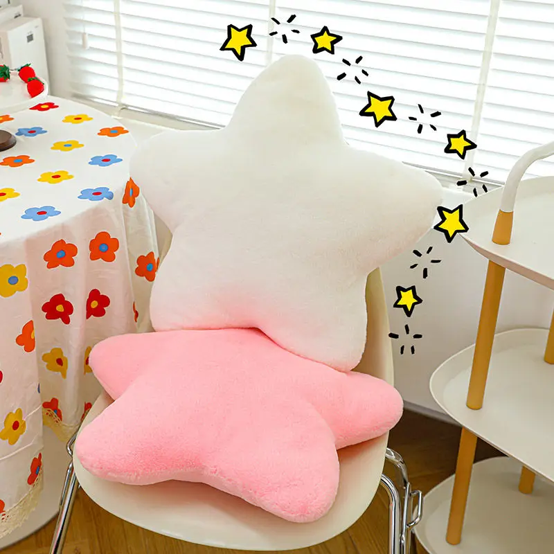 Ins New Style Star Throw Pillow Supersoft Stuffed Toys Girls Gifts Presents Plush Sleep Pillow Pink Cream