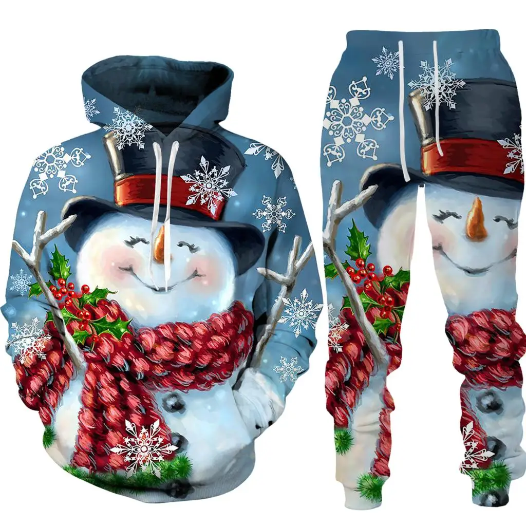 Christmas Santa Claus Autumn Winter 3D Print Boys Girls Tracksuit Set Casual Hoodie And Pants 2pcs Sets Fashion Unisex Clothing