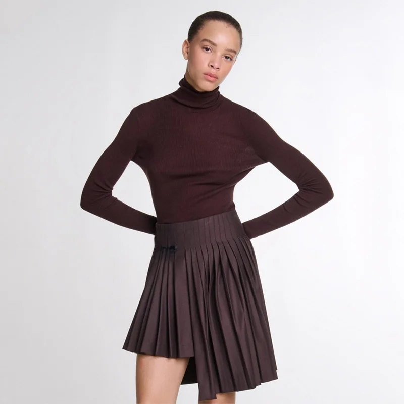 

M Home 2024 Autumn Women's Slim Fit Long Sve High Collar Knitted Base irt Top PU00823 Commute Sle Knitwear