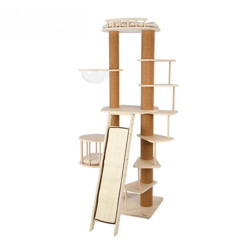 

Каркас для лазания кошек из цельного дерева, гнездо, дерево, встроенная большая рамка для кошек, вилла для кошачьего домика