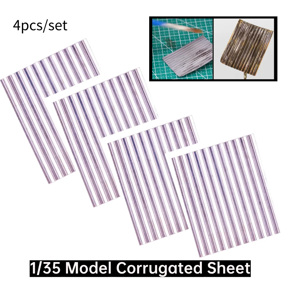 4pcs/Set 1/35 Simulation Corrugated Aluminum Sheet Model for DIY Model Making Factory Tile Rolling Shutter Door for Diorama